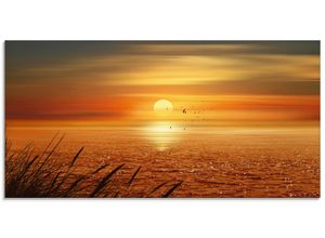 4055327867696 - Glasbild ARTLAND Sonnenuntergang über dem Meer Bilder Gr B H 100 cm x 50 cm Glasbild Sonnenaufgang & -untergang Querformat 1 St orange Bild Glasbild Glasbilder Bilder in verschiedenen Größen