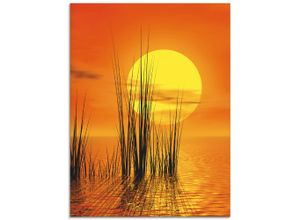 4055327881357 - Glasbild ARTLAND Sonnenuntergang mit Schilf Bilder Gr B H 60 cm x 80 cm Glasbild Sonnenaufgang & -untergang Hochformat 1 St orange Bild Glasbild Glasbilder Bilder in verschiedenen Größen