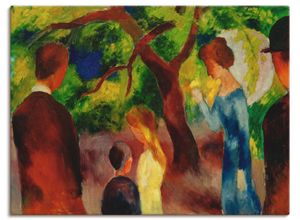4055327890731 - Wandbild ARTLAND Große Promenade Leute im Garten Bilder Gr B H 80 cm x 60 cm Leinwandbild Gruppen & Familien Querformat 1 St bunt Bild Leinwandbild Kunstdrucke Bilder als Leinwandbild Wandaufkleber oder Poster in versch Größen
