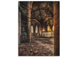 4055327988247 - Wandbild ARTLAND Lost Place - verlassene Kirche II Bilder Gr B H 60 cm x 80 cm Leinwandbild Gebäude Hochformat 1 St braun Kunstdrucke als Leinwandbild Wandaufkleber in verschied Größen