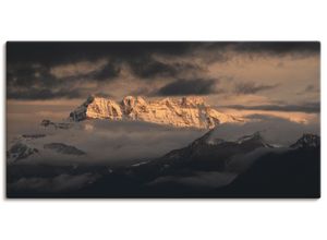 4055327991896 - Wandbild ARTLAND Dents du Midi Schweizer Berge Bilder Gr B H 100 cm x 50 cm Leinwandbild Berge Querformat 1 St grau Bild Poster Bilder als Leinwandbild Wandaufkleber oder in versch Größen