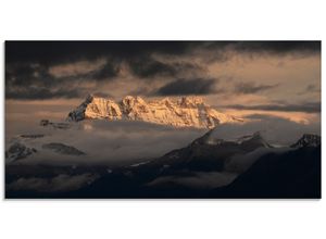 4055327992282 - Glasbild ARTLAND Dents du Midi Schweizer Berge Bilder Gr B H 60 cm x 30 cm Glasbild Berge Querformat 1 St grau Bild Glasbild Glasbilder Bilder in verschiedenen Größen