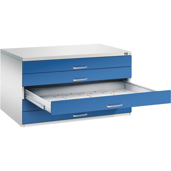 4055404388663 - CP 7200 Planschrank lichtgrau enzianblau 5 Schubladen 1350 x 960 x 760 cm