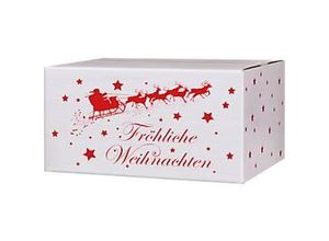 4055453003685 - Versandkartons mit Motiv „Weihnachtsschlitten“ bis 30 kg Außenmaße 306 x 221 x 150 mm Feinwellpappe weiß-braun 20 Stück