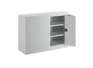 4055479003423 - Falttürenschrank Vollblechtüren 2 verzinkte Böden BxTxH 1500x500x1000 mm RAL 7035