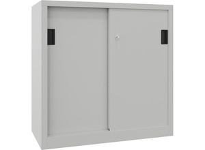 4055479192899 - Schiebetürenschrank Höhe 1000 mm Vollblechtüren BxT 1000 x 400 mm mit 2 Fachböden Tür lichtgrau kaiserkraft