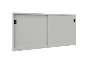 4055479210111 - Schiebetürenschrank Höhe 1000 mm Vollblechtüren BxT 2000 x 400 mm mit Trennwand und 2 x 2 Fachböden Tür lichtgrau kaiserkraft