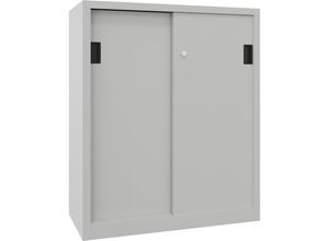 4055479218827 - Schiebetürenschrank Höhe 1200 mm Vollblechtüren BxT 1000 x 400 mm mit 2 Fachböden Tür lichtgrau kaiserkraft