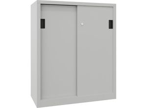 4055479224583 - Schiebetürenschrank Höhe 1200 mm Vollblechtüren BxT 1000 x 600 mm mit 2 Fachböden Tür lichtgrau kaiserkraft