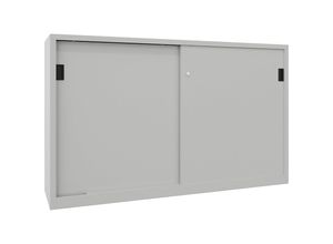 4055479236104 - Schiebetürenschrank Höhe 1200 mm Vollblechtüren BxT 2000 x 400 mm mit Trennwand und 2 x 2 Fachböden Tür lichtgrau kaiserkraft