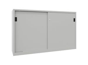 4055479241863 - Schiebetürenschrank Höhe 1200 mm Vollblechtüren BxT 2000 x 600 mm mit Trennwand und 2 x 2 Fachböden Tür lichtgrau kaiserkraft
