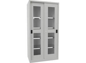 4055479252005 - Schiebetürenschrank Höhe 1950 mm Sichtfenstertüren BxT 1000 x 600 mm mit 4 Fachböden Tür anthrazit kaiserkraft