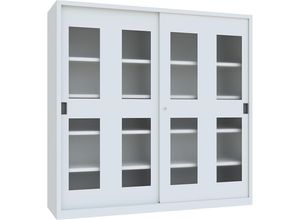 4055479269263 - Schiebetürenschrank Höhe 1950 mm Sichtfenstertüren BxT 2000 x 600 mm mit Trennwand und 2 x 4 Fachböden Tür anthrazit kaiserkraft