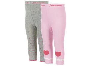 4055579976320 - - Leggings HERZEN & TUPFEN 2er-Pack in grau melange rosa Gr86