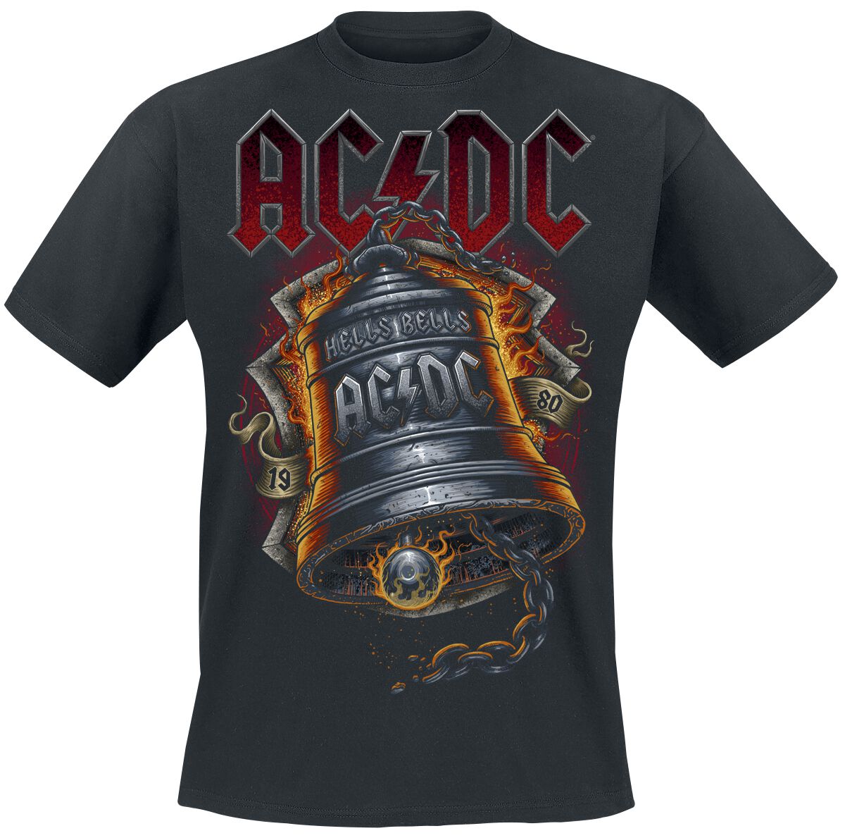 4055585926166 - AC DC Hells Bells Flames T-Shirt schwarz in S