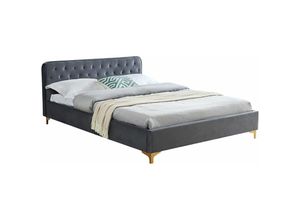 4055641943519 - Caro-möbel - Polsterbett glamour 140x200 cm im Barock-Stil in grau