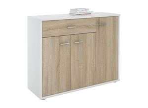 4055641945933 - Caro-möbel - Sideboard estelle mit 3 Türen 1 Schublade weiß Sonoma Eiche