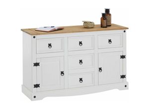 4055641948651 - Caro-möbel - Sideboard campo Kiefer massiv weiß mit 5 Schubladen und 2 Türen