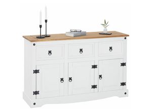 4055641950401 - Caro-möbel - Sideboard campo Kiefer massiv weiß mit 3 Schubladen und Türen