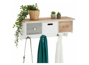 4055641953686 - Caro-möbel - Wandgarderobe salva mit Haken und 3 Schubkästen