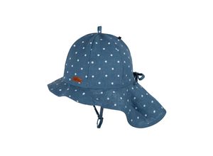 4055672251560 - PURE PURE BY BAUER - Leinen-Sommerhut DOTS mit Nackenschutz in steelblue Gr45