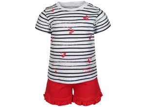 4055852918962 - - T-Shirt THE CHERRY ON TOP mit Shorts gestreift in weiß rot Gr68