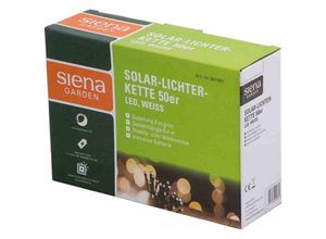 4055938004664 - Siena Garden - Solar-Lichterkette 50er led weiß Gesamtlänge 64 m Zuleitung 3 m grün Abstand zwischen den Leuchten 7 cm