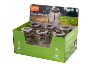 4055938004794 - Siena Garden - Solar- Windlicht Glas mit Seilgriff 1 led weiß 1 led Farbwechsler 11 x 16 cm