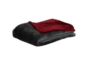 4055938486378 - - priamo Plaid Kuscheldecke anthrazit bordeaux ca 140 x 200 cm