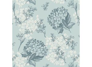 4055957051243 - Micasia - Klebefolie - Hortensia Vintage Küchen-Blumenmuster - Selbstklebende Folie Größe HxB 50cm x 100cm