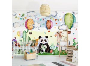 4055957161614 - Micasia - Kindertapete - Panda und Lama Aquarell - Vlies Fototapete Breit Größe HxB 190cm x 288cm