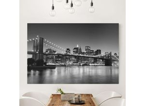 4055957217922 - Leinwandbild Schwarz-Weiß - Brooklyn Brücke in New York ii - Quer 23 Größe HxB 60cm x 90cm