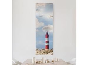 4055957415687 - Micasia - Leinwandbild - Leuchtturm in den Dünen - Panorama Hoch Größe HxB 90cm x 30cm