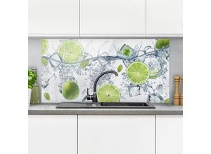 4055957675937 - Micasia - Spritzschutz Glas - Erfrischende Limette - Quer 12 Größe HxB 59cm x 120cm