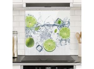 4055957683376 - Micasia - Spritzschutz Glas - Erfrischende Limette - Quadrat 11 Größe HxB 59cm x 60cm