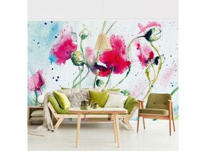 4055958138356 - Micasia - Fototapete Blumen - Painted Poppies - Vliestapete Breit Größe HxB 190cm x 288cm