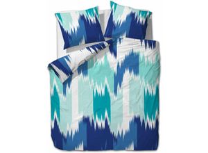 4055971002450 - Etérea - Microfaser Bettwäsche Lex Blau 135x200 cm + 80x80 cm - Blau