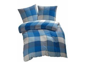 4055971004102 - Microfaser Bettwäsche Lola Blau 155x200 cm + 80x80 cm - Blau - Etérea