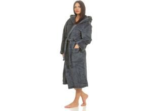 4055971054732 - Etérea - Mustique Kuschelfleece Kapuzen-Bademantel Saunamantel Unisex Grau s - Grau