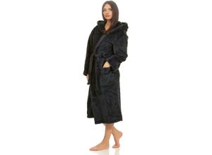 4055971054756 - Etérea - Mustique Kuschelfleece Kapuzen-Bademantel Saunamantel Unisex Schwarz m - Schwarz