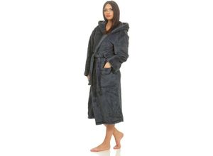 4055971054763 - Etérea - Mustique Kuschelfleece Kapuzen-Bademantel Saunamantel Unisex Anthrazit m - Anthrazit