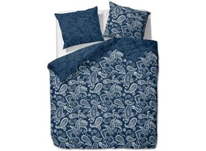 4055971074372 - Etérea - Microfaser Bettwäsche Paisley 155x220 cm + 80x80 cm Marine - Blau