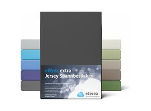 4055971078264 - Etérea - Extra Jersey Spannbettlaken Schwarz 180x200 - 200x220 cm - Schwarz