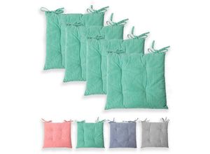 4055971080397 - Etérea - Stuhlkissen Sitzkisten Hilda - Indoor Outdoor 40x40 cm - Stone Washed Denim Einfarbig Uni - Grün