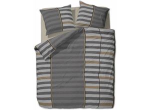 4055971082643 - Etérea - 4 tlg Microfaser Bettwäsche Grau Streifen 2x 135x200 cm + 2x 80x80 cm - Grau