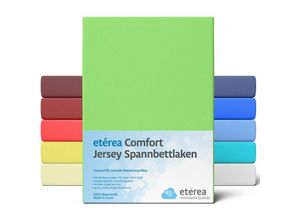 4055971100439 - etérea Comfort Jersey Spannbettlaken Apfelgruen 80x160 cm - 80x180 cm - Apfelgruen