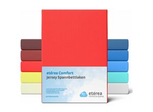 4055971101054 - Etérea - Comfort Jersey Spannbettlaken Rot 100x200 cm - 120x200 cm - Rot