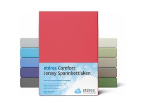 4055971101719 - Etérea - Comfort Jersey Spannbettlaken Rot 180x200 cm - 200x200 cm - Rot