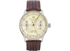 4056007108672 - Automatikuhr CARL VON ZEYTEN Schönmünzach Armbanduhren braun (braun beige) Herren Hochzeitsmode Armbanduhr mechanische Uhr Herrenuhr Made in Germany Dualzeit