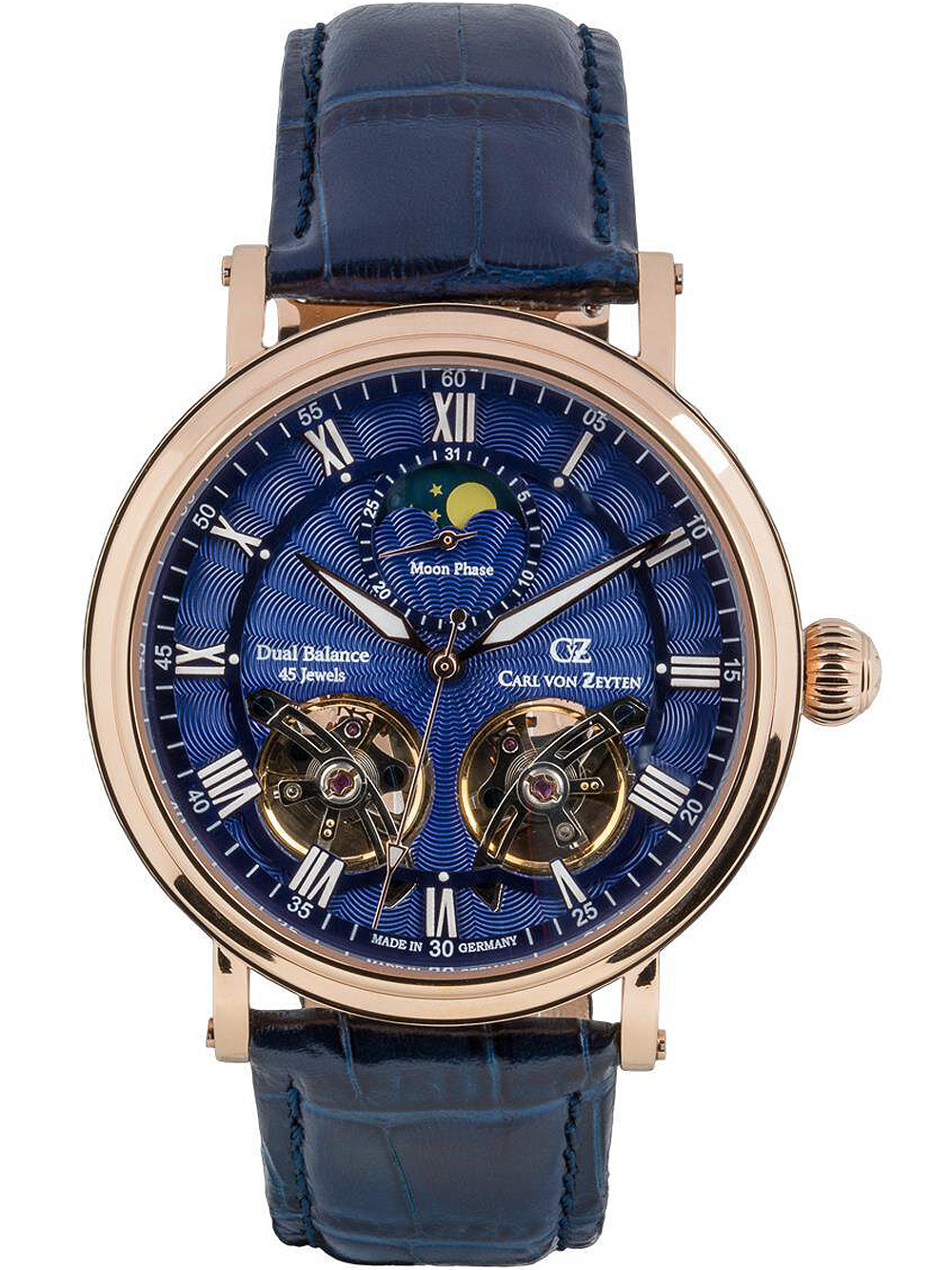 4056007125433 - Automatikuhr CARL VON ZEYTEN Murg CVZ0054RBSR Armbanduhren blau Herren Automatikuhren Armbanduhr Herrenuhr Datum Made in Germany Mechanische Uhr